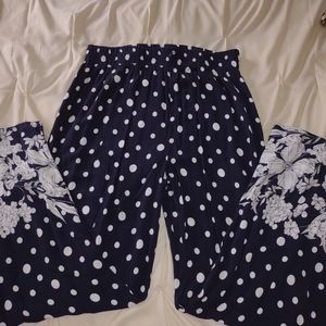 Mlle Gabrielle Navy pants with Floral Bottom, Size Large